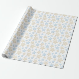 PAPEL DE REGALO SOMBRAS DE ESTRELLAS AZULES Y TÁN