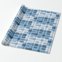 Papel De Regalo Sombras de patrón geométrico sofisticado azul
