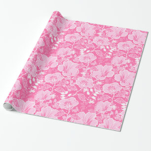Papel De Regalo Sombras tropicales del hibisco y de las mariposas