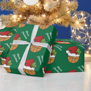 Papel De Regalo Sombrero de básquetbol de fondo verde