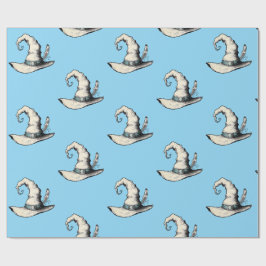 Papel De Regalo Sombrero de Bruja Azul