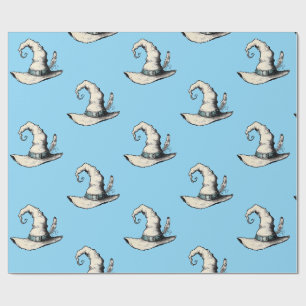 Papel De Regalo Sombrero de Bruja Azul