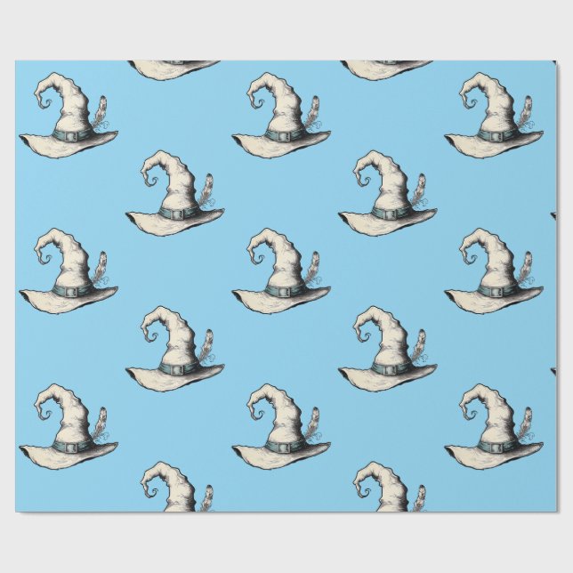 Papel De Regalo Sombrero de Bruja Azul (Superficie plana)