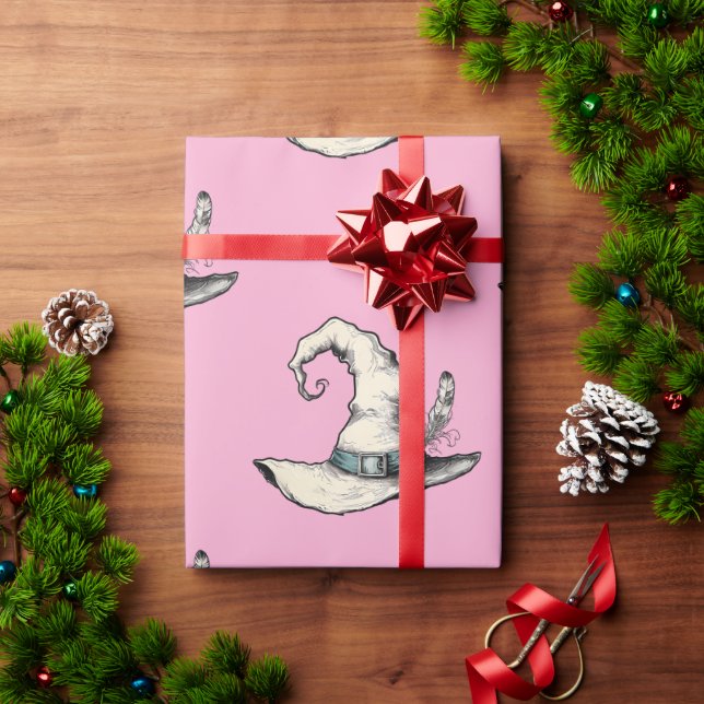 Papel De Regalo Sombrero de Bruja Rosa (Regalo de vacaciones)
