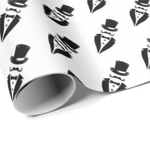 Papel De Regalo Sombrero de copa bigote de Tuxedo Boda