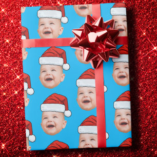 Papel De Regalo Sombrero de Santa Foto de Cara Personalizada Navid