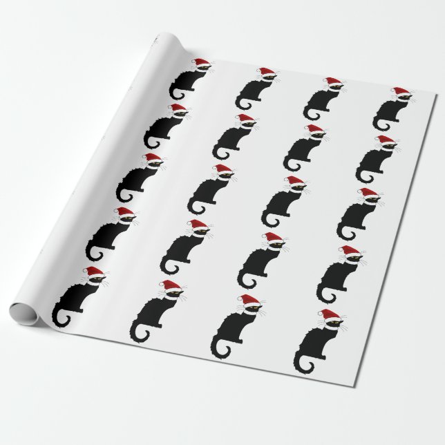 Papel De Regalo Sombrero de Santa Le Chat Noir Navidad (Desenrollado)