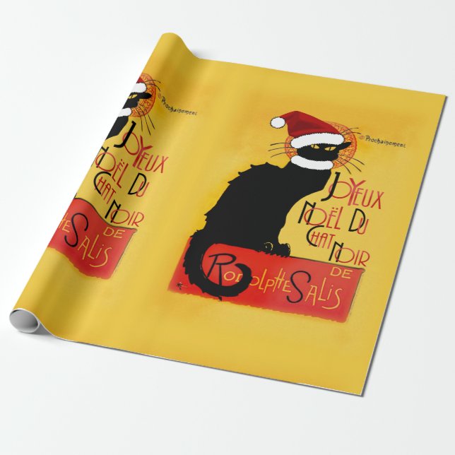 Papel De Regalo Sombrero de Santa Le Chat Noir Navidad (Desenrollado)