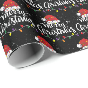 Papel De Regalo Sombrero de Santa Luces Feliz Navidad Regalo de Na