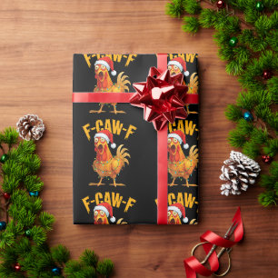 Papel De Regalo Sombrero de Santa Luz de Navidad de Pollo Divertid