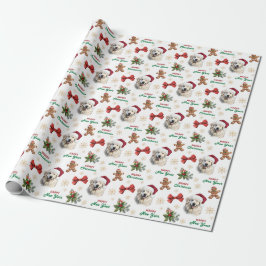 Papel De Regalo Sombrero de Santa Perro Grandes Pirineos Navidad