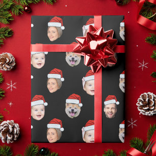 Papel De Regalo Sombrero de Santa personalizado Familia Cara 4 Fot