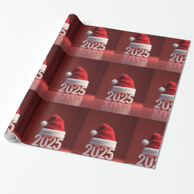 Papel De Regalo sombrero rojo santa (Desenrollado)