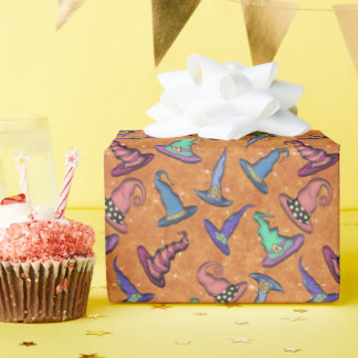 Papel De Regalo Sombreros de Bruja de Halloween en Naranja