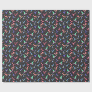 Papel De Regalo Sombreros de Bruja de Halloween sobre Negro 