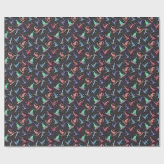 Papel De Regalo Sombreros de Bruja de Halloween sobre Negro
