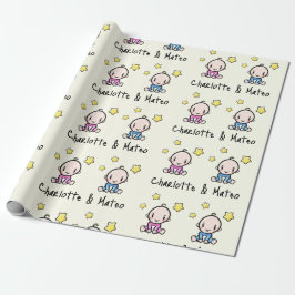 Papel De Regalo ¡Son gemelos!, bebés gemelos de Personalizable ros