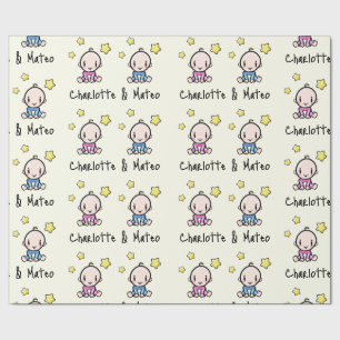 Papel De Regalo ¡Son gemelos!, bebés gemelos de Personalizable ros