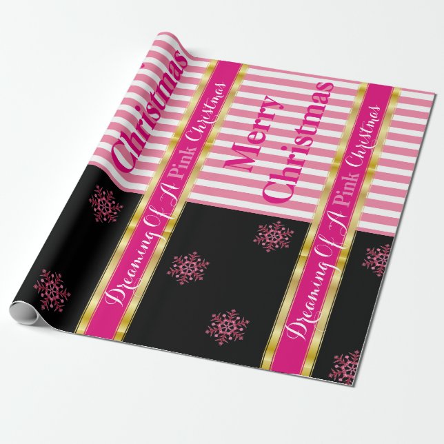 Papel De Regalo "Soñando Con Un Navidad Rosa" Elegante Girlie (Desenrollado)