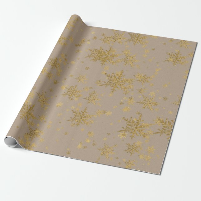 Papel De Regalo Sondas de nieve rusas Kraft Gold (Desenrollado)