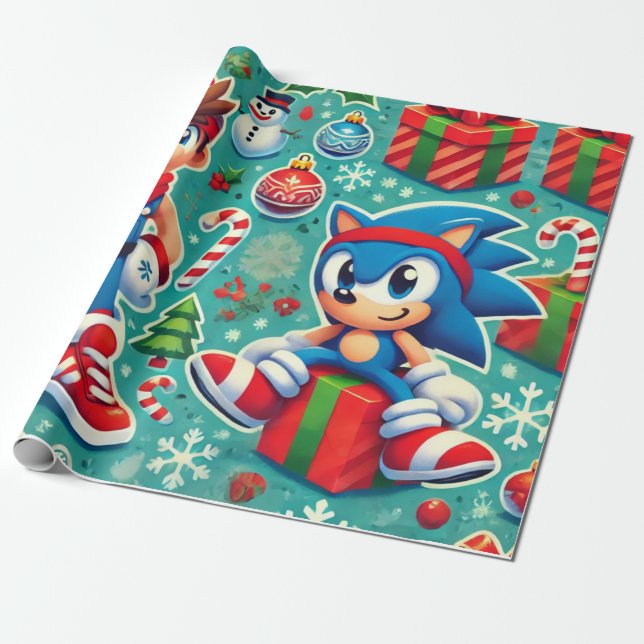Papel De Regalo Sonic los navidades de los sedgehog (Desenrollado)