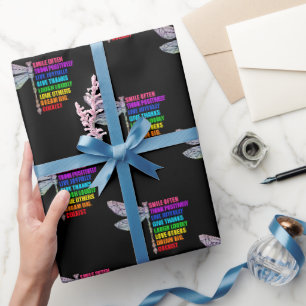 Papel De Regalo Sonríe libélula Piensa positivamente con frecuenci