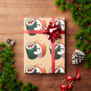 Papel De Regalo Sonriente Sushi Abrazo de arte para los amantes de