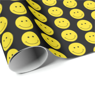 Papel De Regalo Sonrisa amarillo negro sonrisa cara