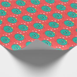 Papel De Regalo Sonrisa retro personalizado Navidad rojo