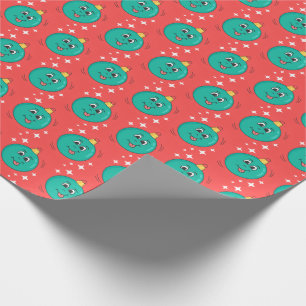 Papel De Regalo Sonrisa retro personalizado Navidad rojo