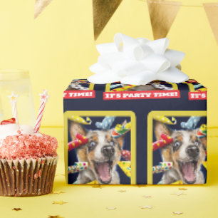 Papel De Regalo Sopladores de fiesta de perro feliz