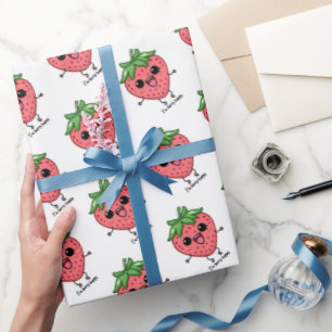 Papel De Regalo Soy Berry Happy lindo kawaii fresa saltando