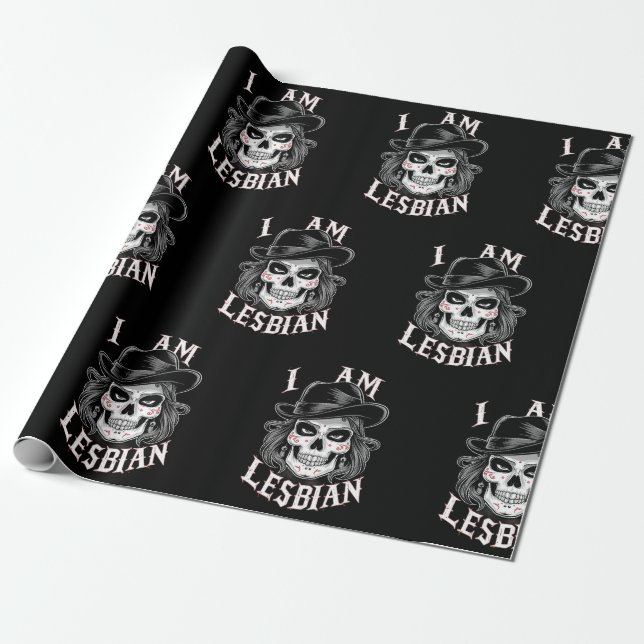 Papel De Regalo Soy calavera lesbiana (Desenrollado)