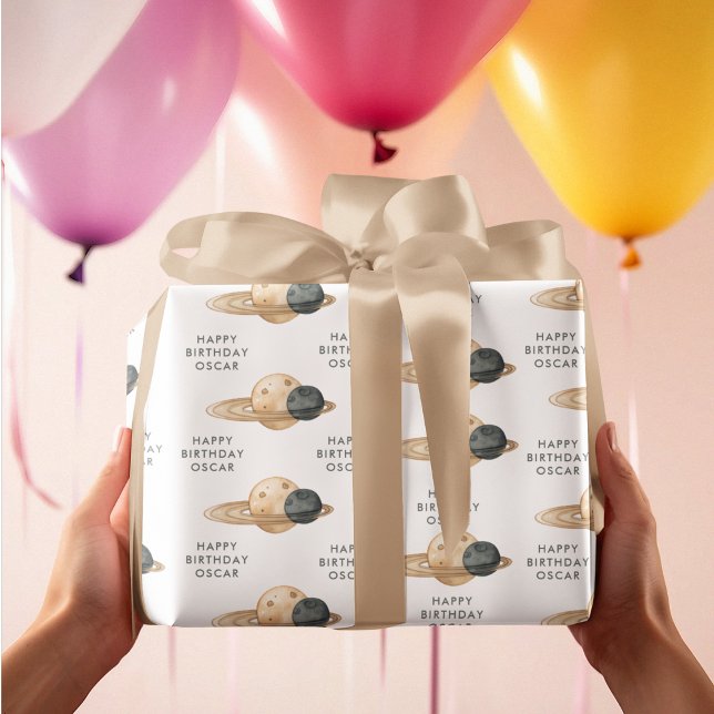 Papel De Regalo "Space Adventure Watercolor First Birday (Subido por el creador)