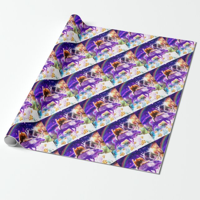 Papel De Regalo Space cat licking itself (Desenrollado)