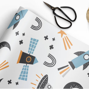 Papel De Regalo Spaceship To The Moon Wrapping Paper