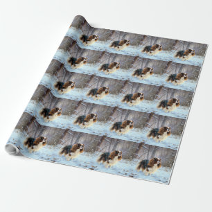 Papel De Regalo Spaniel de Juguete Inglés Deja que nieve Navidad