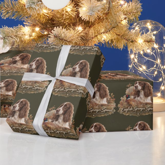Papel De Regalo Spaniel de Springer Inglés (Vacaciones)