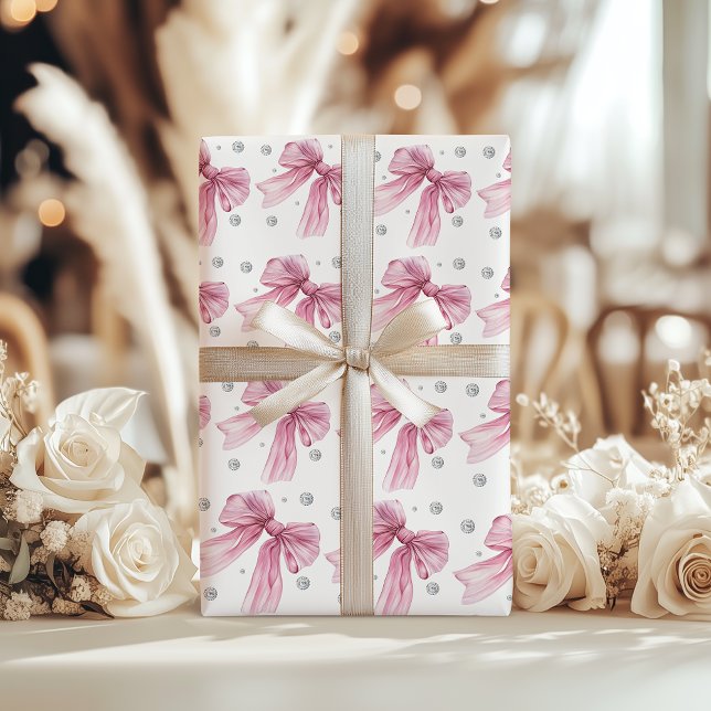 Papel De Regalo Sparkle Pink Coquette Bow 1 (Subido por el creador)