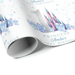 Papel De Regalo Sparkle Silver Frozen Kingdom Castle 1º cumpleaños