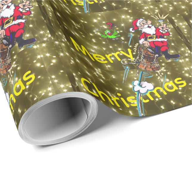 Papel De Regalo Sparkling Golden Lights & Santa Wrapping Paper (Esquina del rollo)