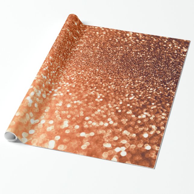 Papel De Regalo Sparkling Ombre Copper Shiny Trendy Purpurina (Desenrollado)