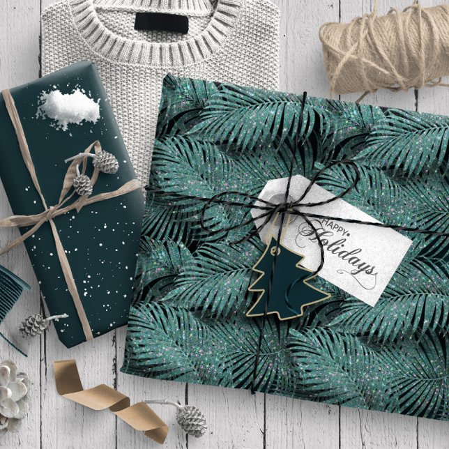 Papel De Regalo Sparkling Palm Leaves Pattern ID831 Verde azulado (Subido por el creador)