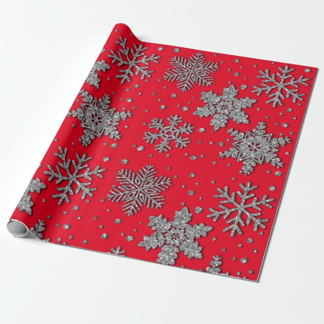 Papel De Regalo Sparkling purpurina snowflakes (Desenrollado)