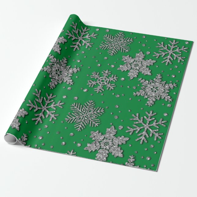 Papel De Regalo Sparkling purpurina snowflakes (Desenrollado)
