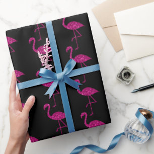 Papel De Regalo Sparkly flamingo Patrón purpurina rosa negro