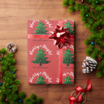 Papel De Regalo Sparkly Merry Bright Christmas tree Nombre persona<br><div class="desc">Espumosamente Merry Navidad árbol verde nombre rojo envolver papel. Destitución de la fiesta navideña personalizar Acondicionamiento de suministros con brillantes árboles navideños y tipografía Merry bright. Foto de chispas,  no purpurina real.</div>