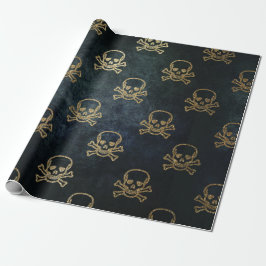 Papel De Regalo Sparkly Pirate Jolly Roger de fondo oscuro