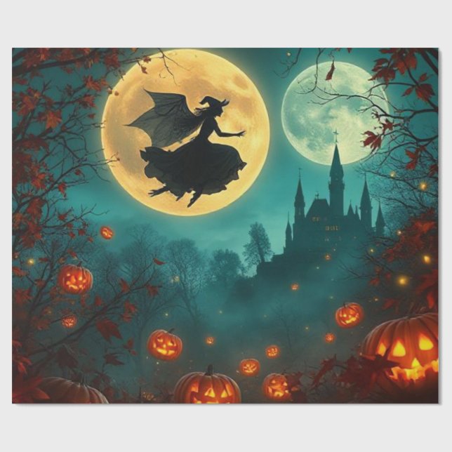 Papel De Regalo Spellbinding Wicked Halloween Moon Wrap 🌕 (Superficie plana)