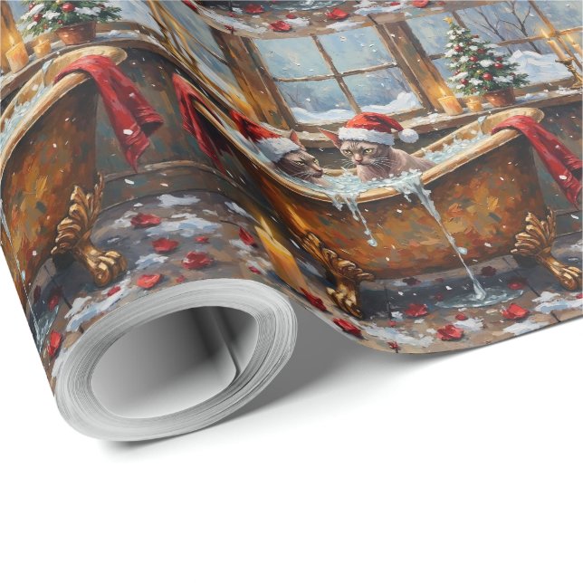 Papel De Regalo Sphynx Cat Christmas Luxury Bath Holiday (Esquina del rollo)